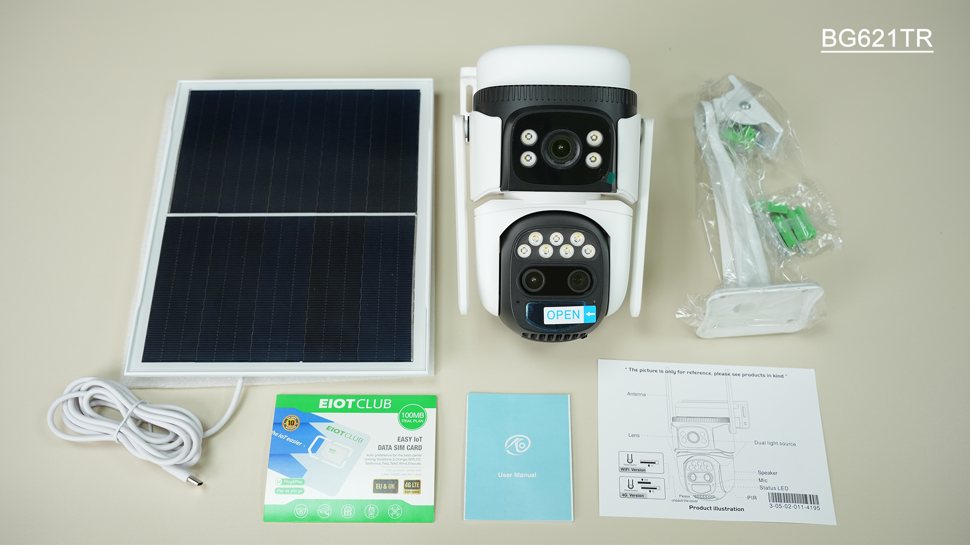 power camer 3lens solar cmaera