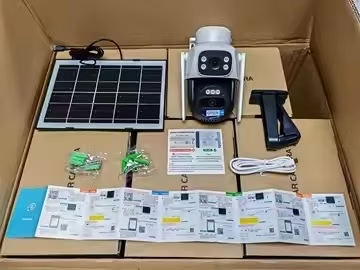 Power camera dual lens solar camer with solar panel