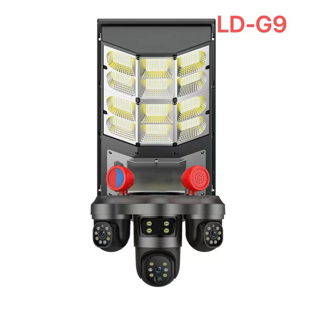 LD-G9 (300W) Solar LED stree lamp with solar camera 3.5inch Solar low-power 3 lens 3 PTZ Camera (linkage)