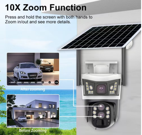 P10 3.5inch 4 lens 3 pictures solar low-power Camera 10X zoom