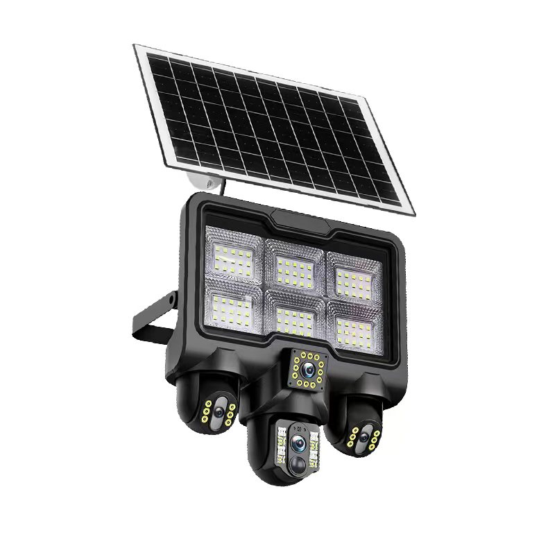 LK-TL6Z 10XZOOM (200W) Solar LED stree lamp with solar camera 3.5inch Solar low-power 3 lens 3 PTZ 4G Camera (linkage)