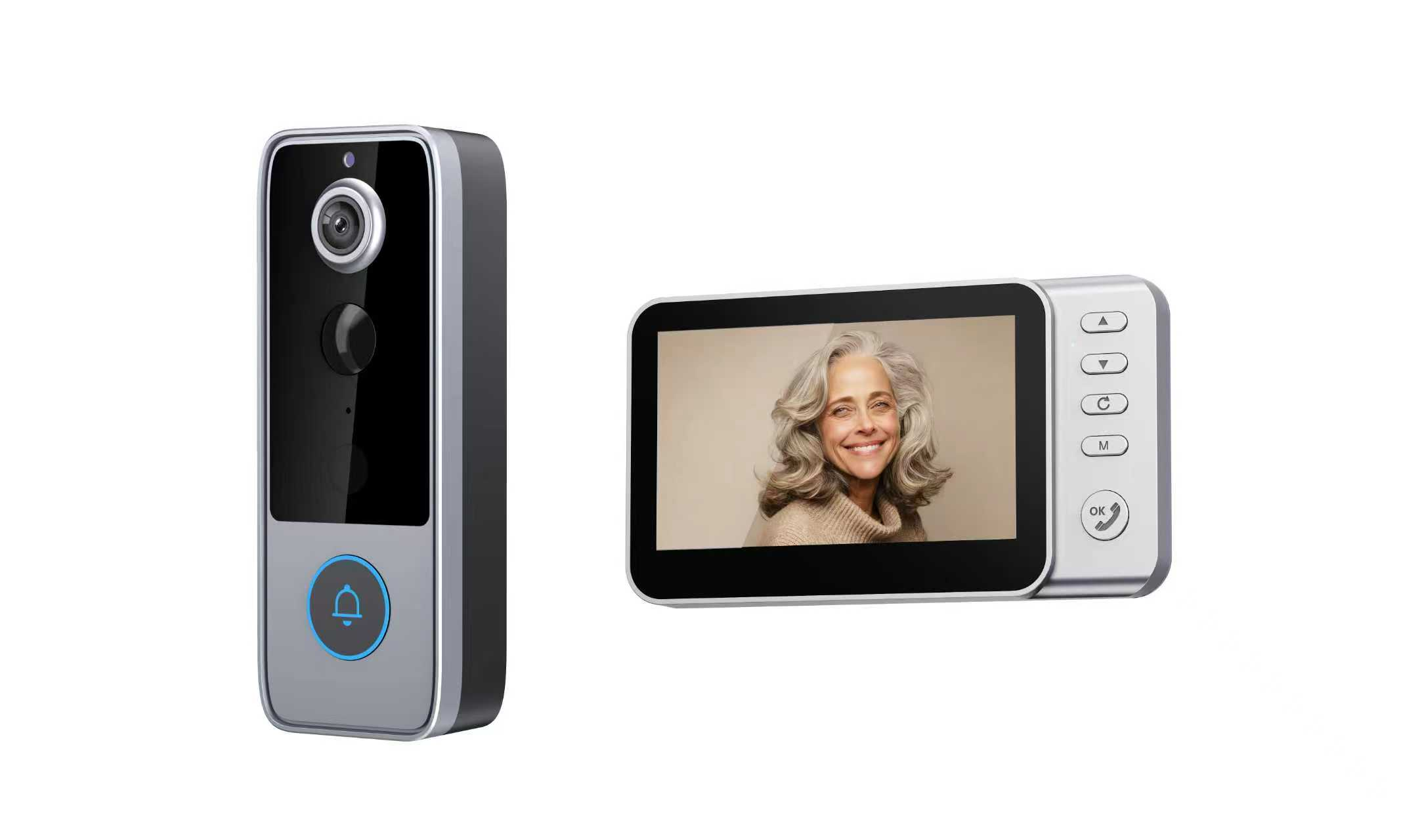 M21S PIR 4.3-Inch Wireless Video Doorbell Set